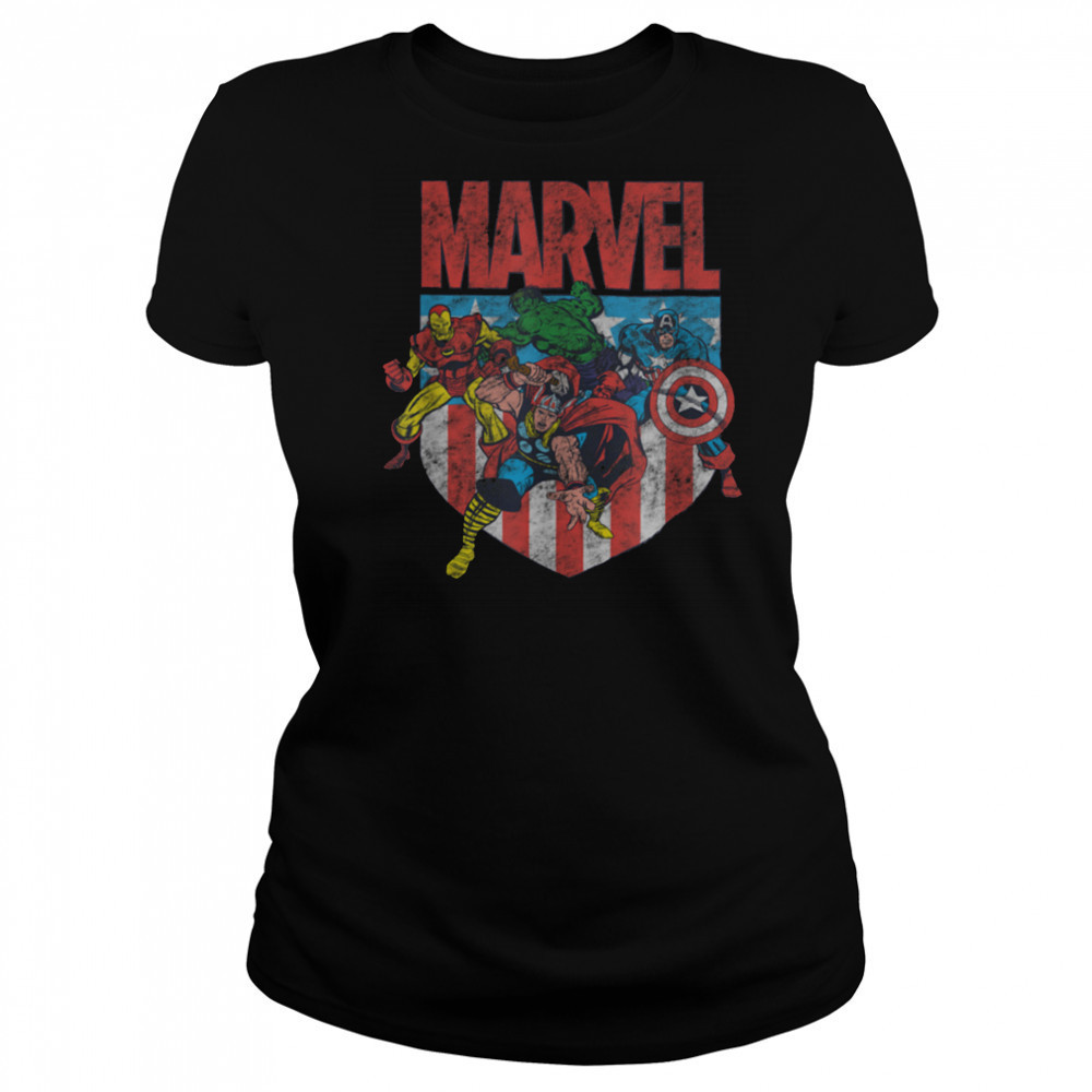 Marvel Comics Retro Classic 4th Of July Avengers Distressed T Shirt Women's T-shirt