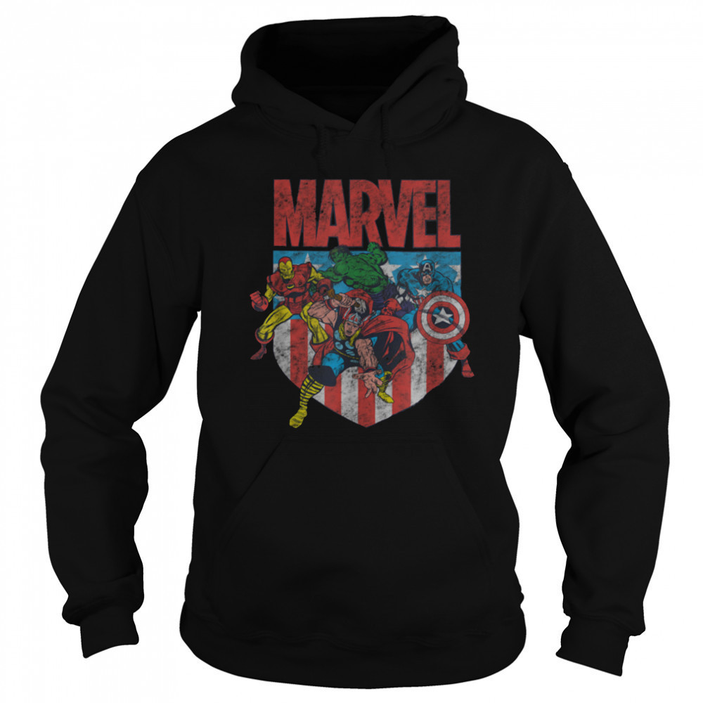 Marvel Comics Retro Classic 4th Of July Avengers Distressed T Shirt Hoodie
