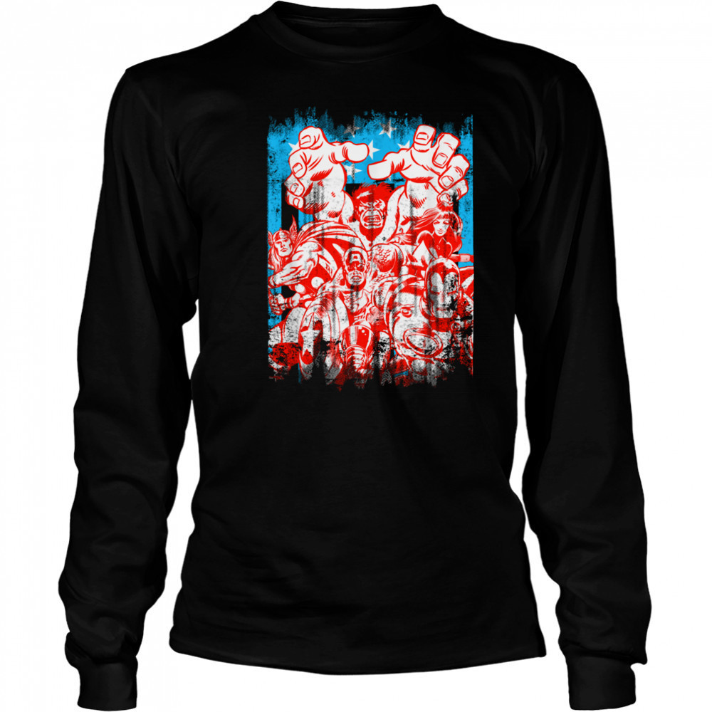 Marvel Comics Retro Classic 4th Of July Distressed Poster T Shirt Long Sleeved