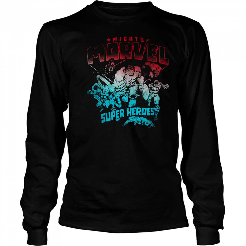 Marvel Comics Retro Classic 4th Of July Mighty Super Heroes T Shirt Long Sleeved