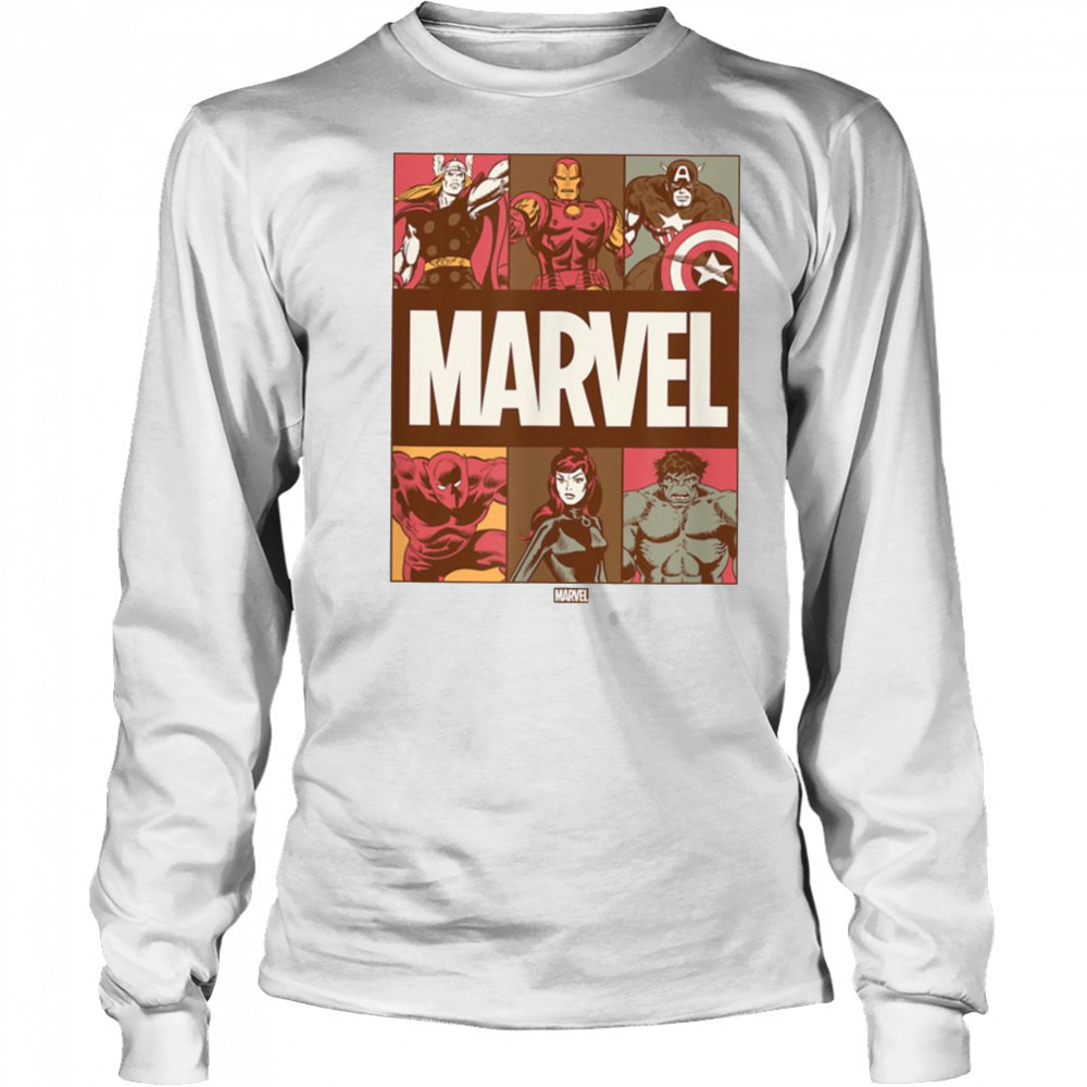 Marvel Fall Color Grid T Shirt Long Sleeved