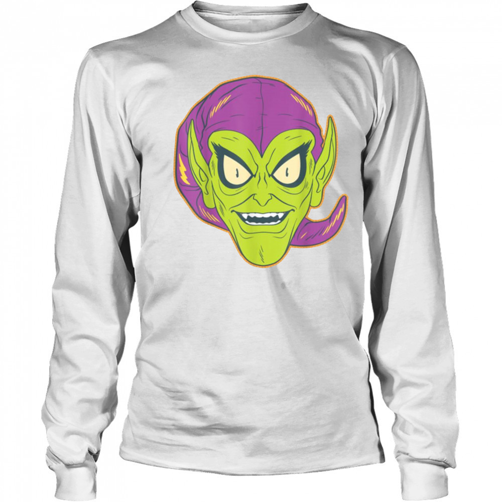 Marvel Green Goblin Halloween Retro Vintage Mask Costume T Shirt Long Sleeved