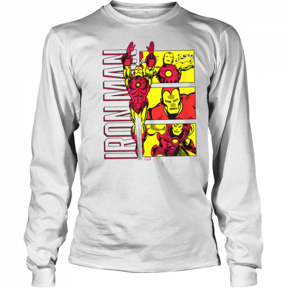 Marvel Iron Man Stylized Grid T Shirt Long Sleeved