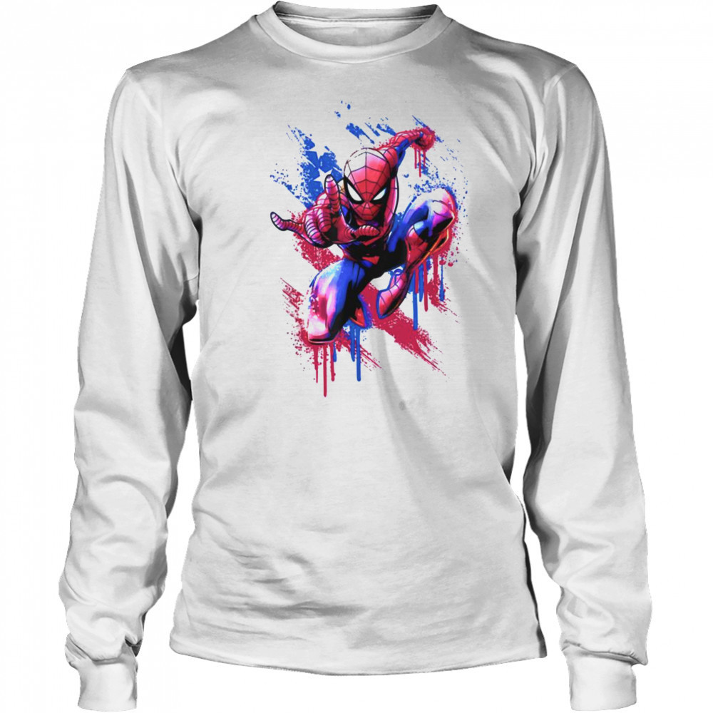Marvel Spider Man 4th Of July Spider Man Americana Drip T Shirt Long Sleeved