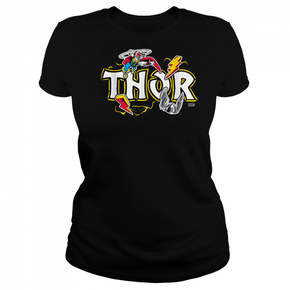Marvel Thor Dimensional Sticker Motive T Shirt Women's T-shirt