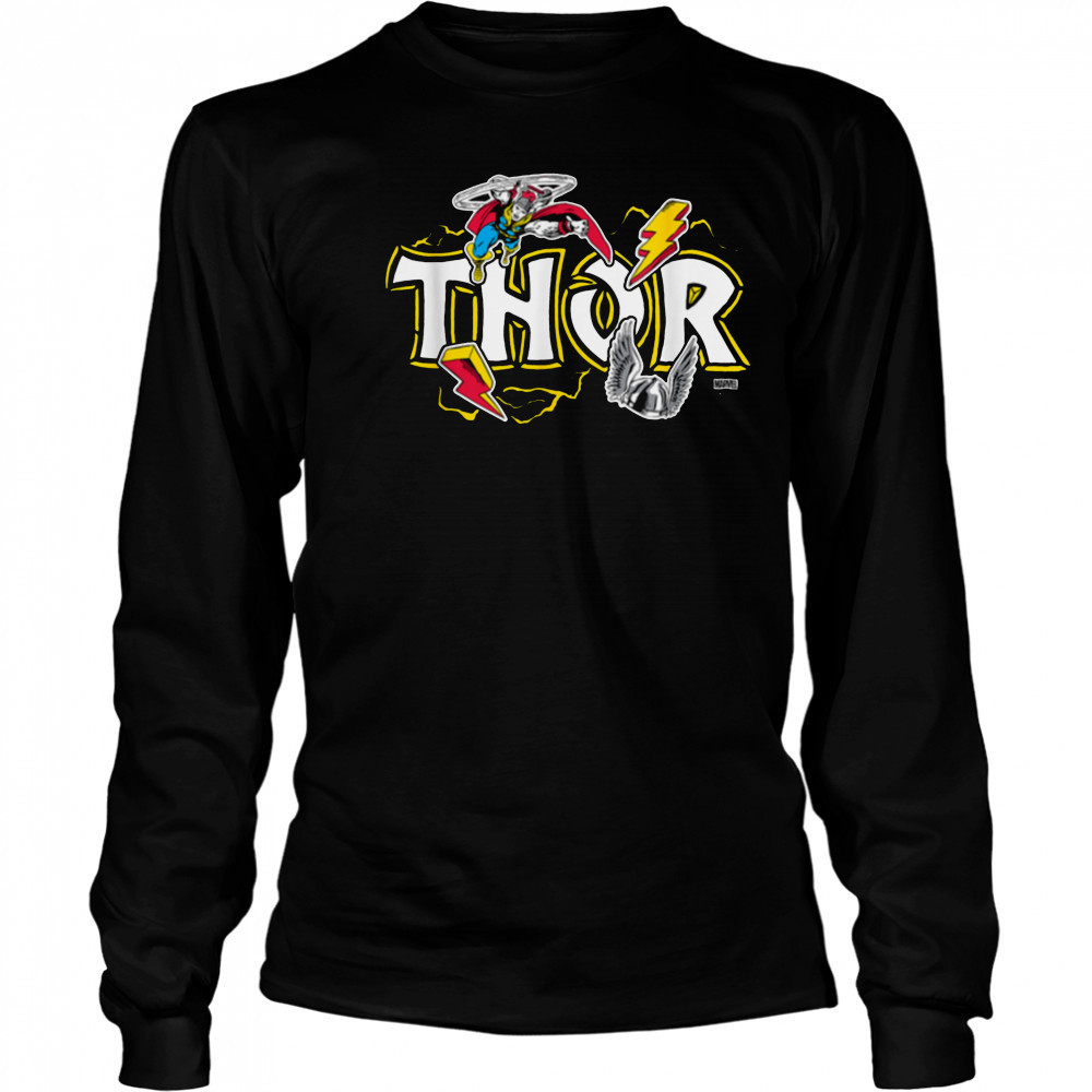 Marvel Thor Dimensional Sticker Motive T Shirt Long Sleeved