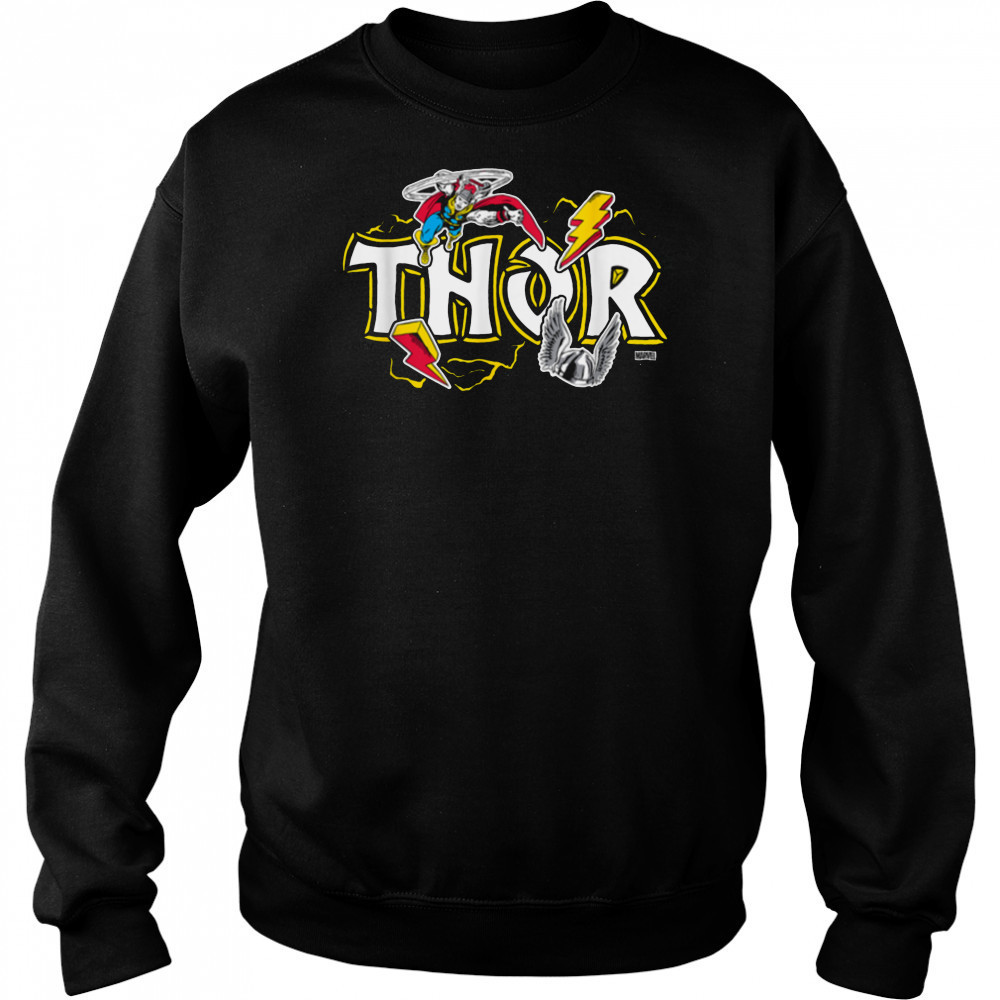 Marvel Thor Dimensional Sticker Motive T Shirt Sweatshirt