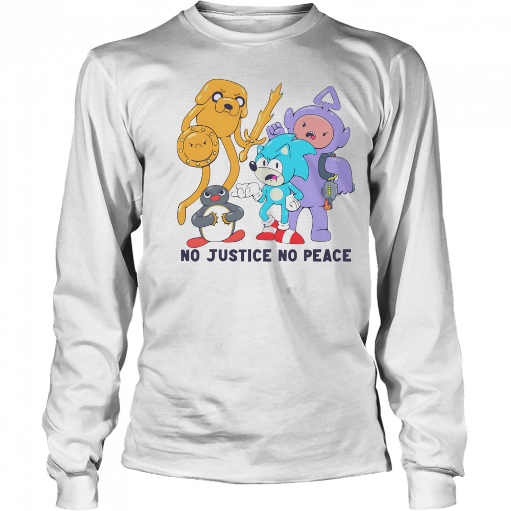 No justice no peace cartoon shirt Long Sleeved