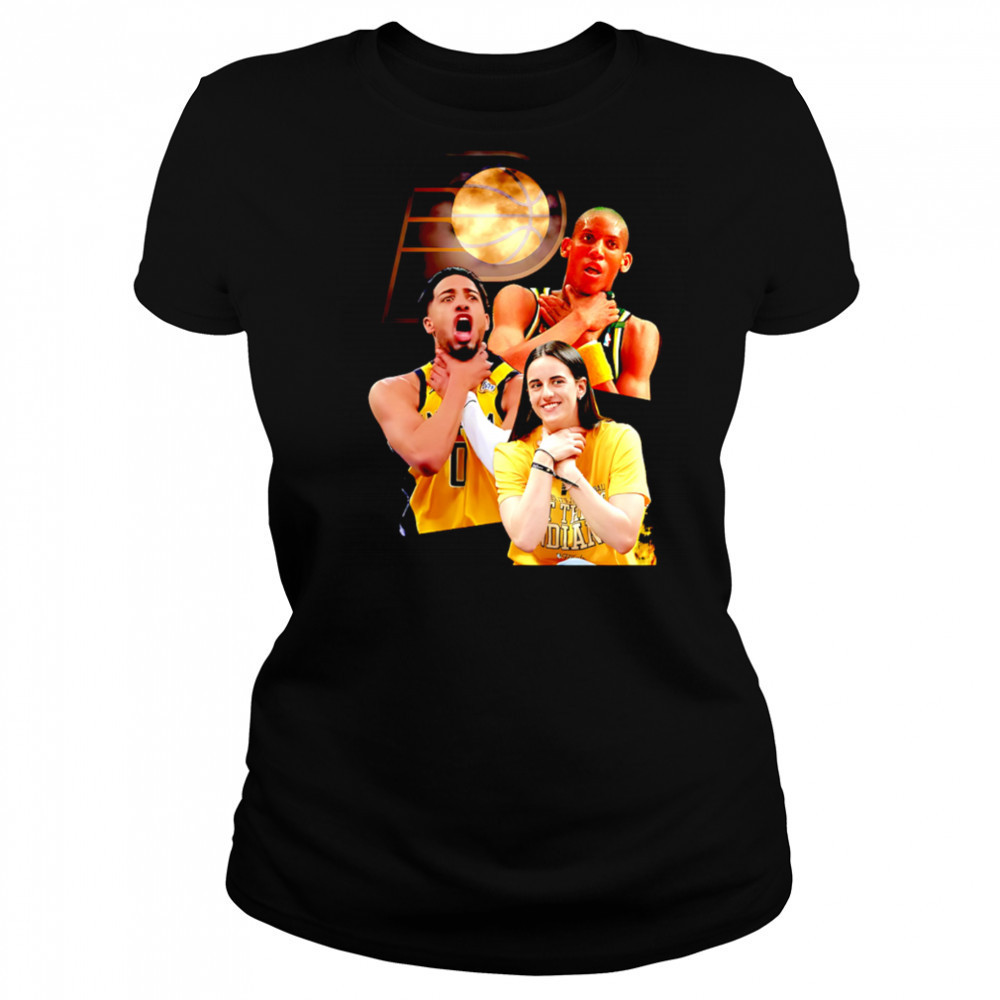 Pacers Logo Reggie Miller Tyrese Haliburton Caitlin Clark Choke Pose Meme Shirt Women's T-shirt