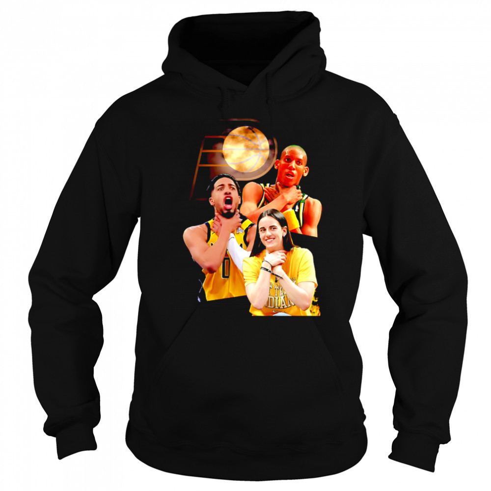 Pacers Logo Reggie Miller Tyrese Haliburton Caitlin Clark Choke Pose Meme Shirt Hoodie