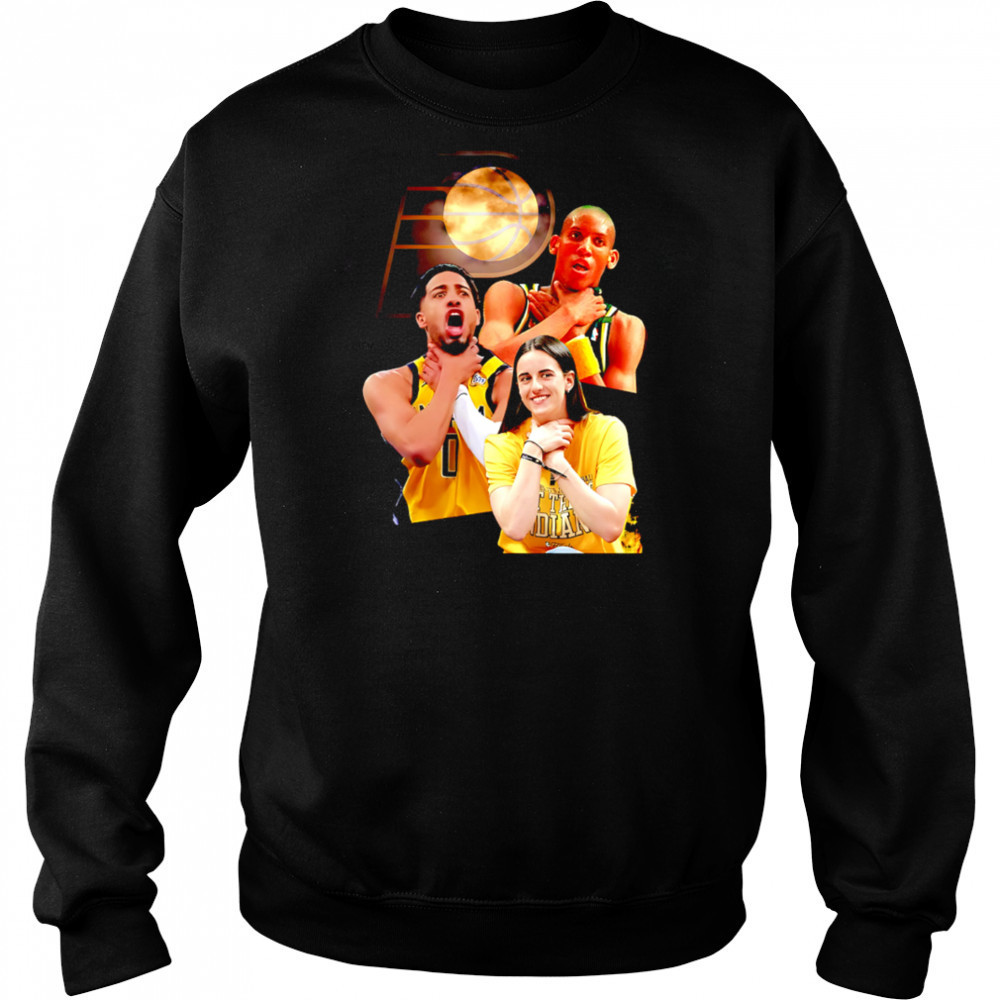 Pacers Logo Reggie Miller Tyrese Haliburton Caitlin Clark Choke Pose Meme Shirt Sweatshirt