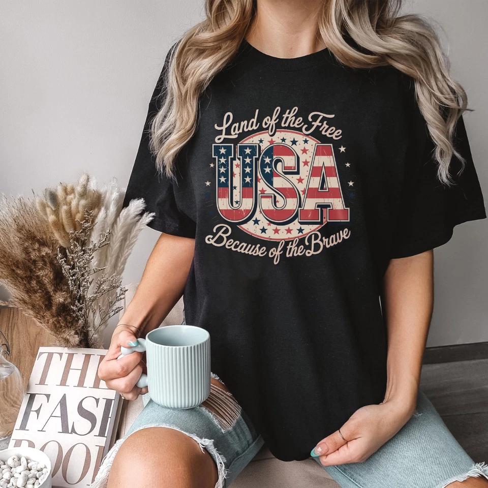 Land of the Free USA T-Shirt – 4th of July Patriotic Tee Women's T-shirt