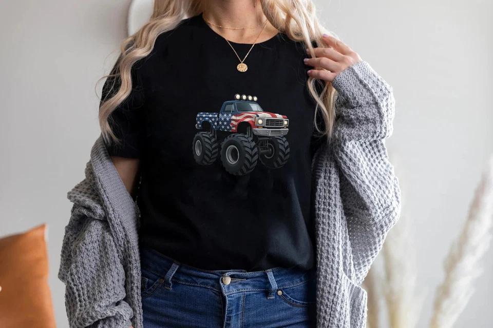 Patriotic Monster Truck Shirt – 4th of July USA Flag Pickup Tee Women's T-shirt