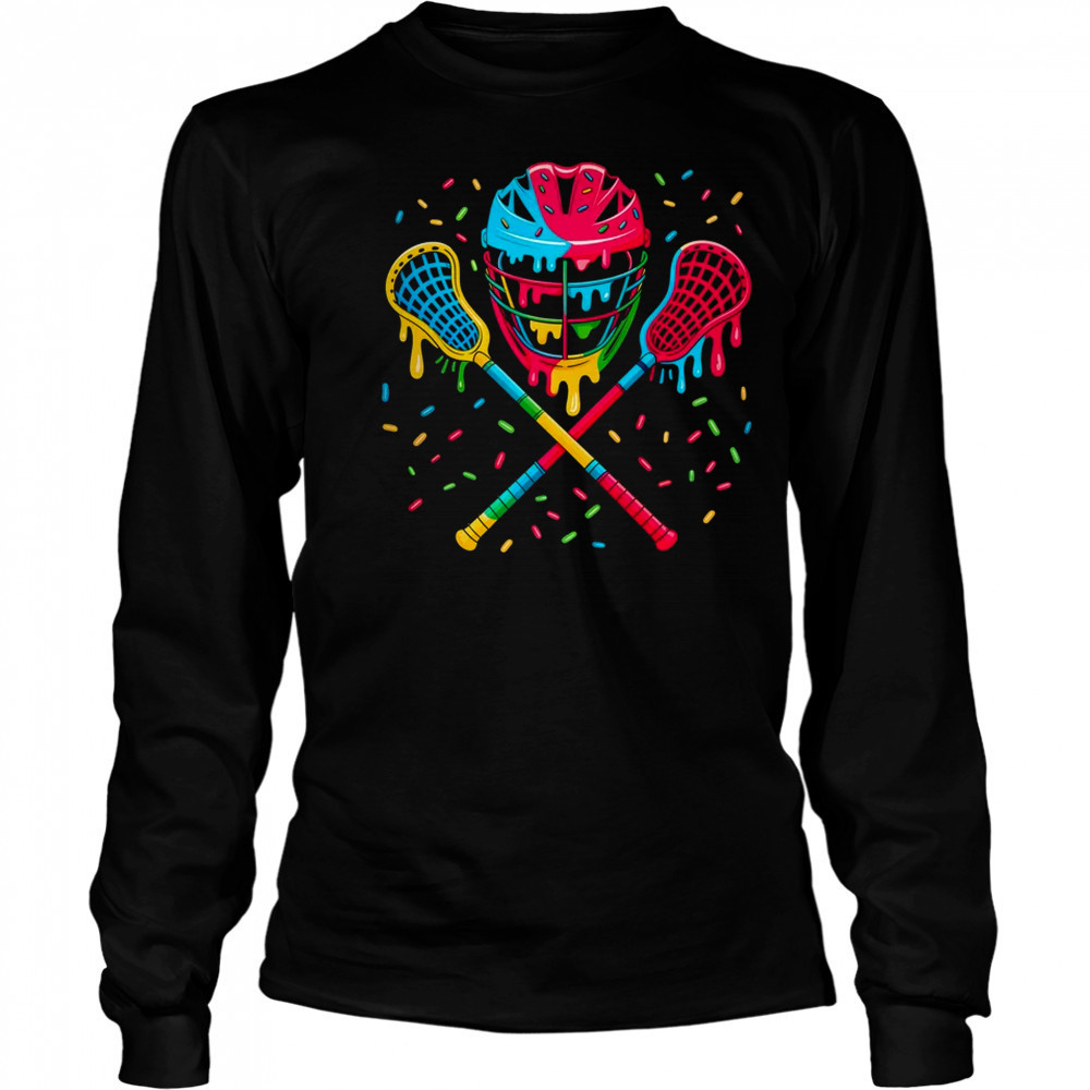 Lacrosse Drip Lax Sticks Helmet Melting Ice Cream shirt Long Sleeved