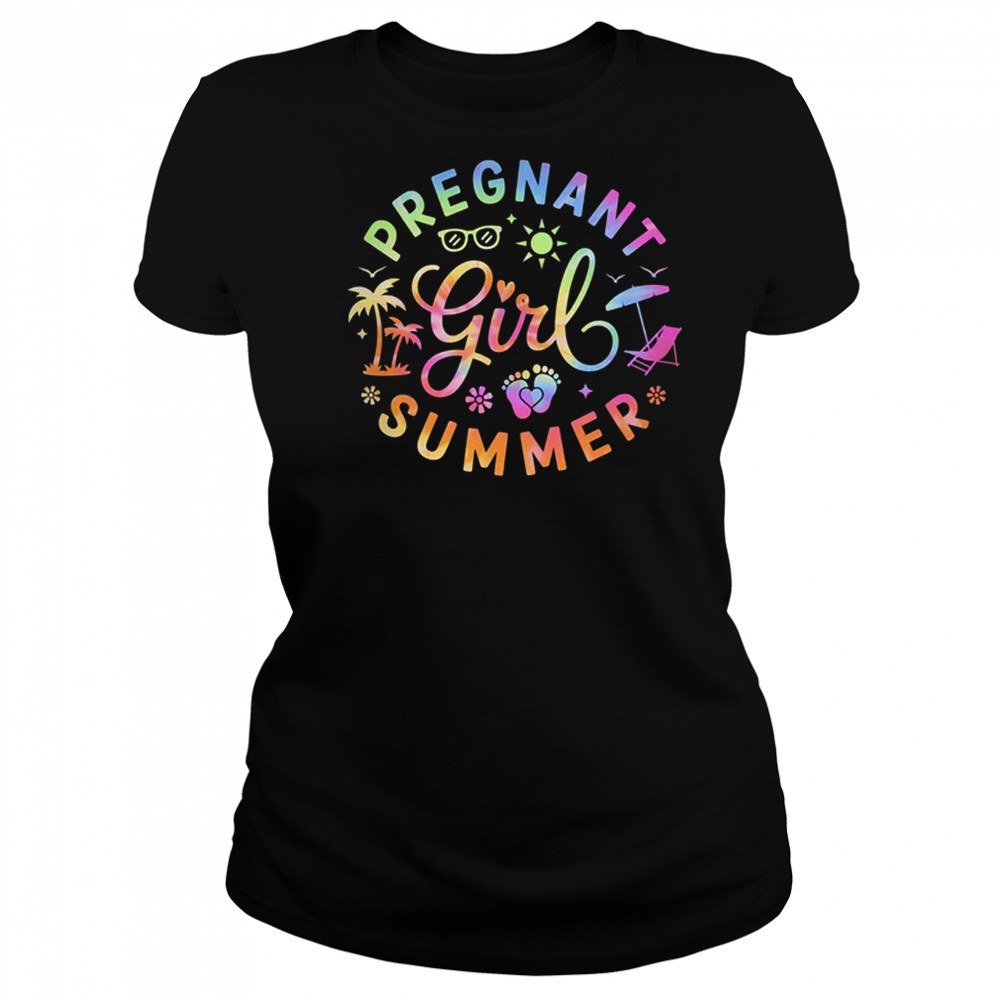Pregnant Girl Summer Pregnancy Reveal Baby Announcement shirt Women's T-shirt