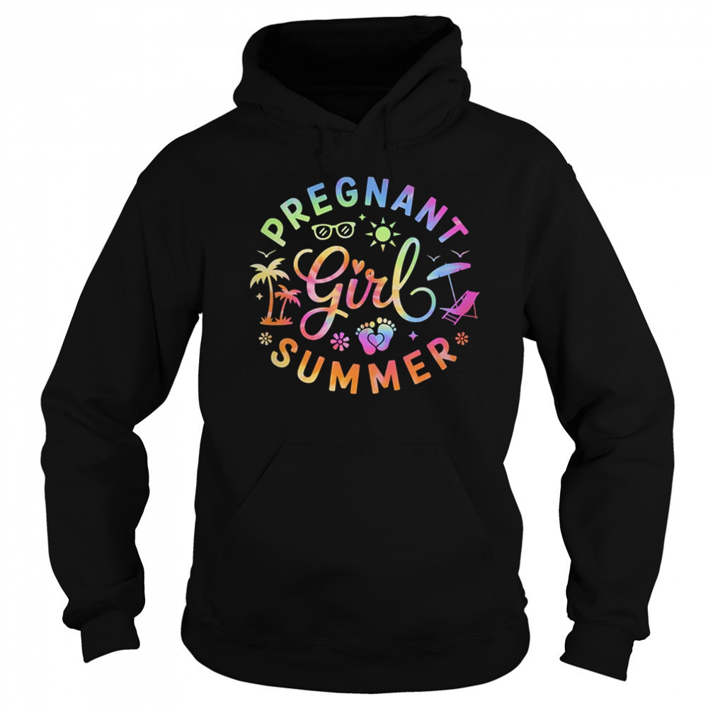 Pregnant Girl Summer Pregnancy Reveal Baby Announcement shirt Hoodie