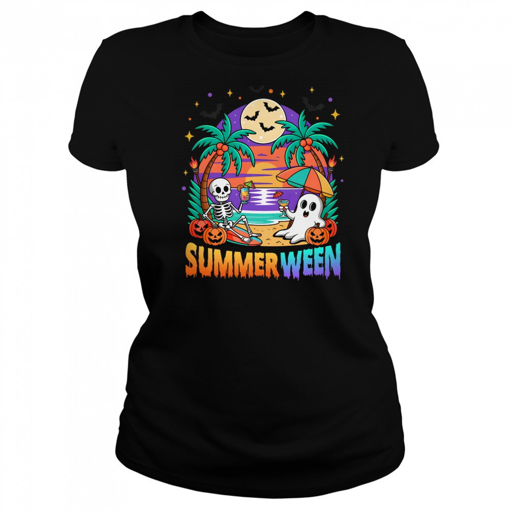 Summerween Summer Skeleton Party Halloween Vibes Vacation shirt Women's T-shirt