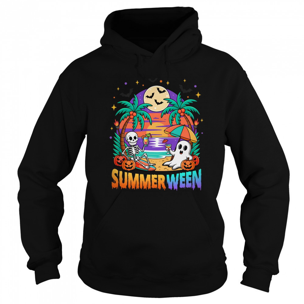 Summerween Summer Skeleton Party Halloween Vibes Vacation shirt Hoodie