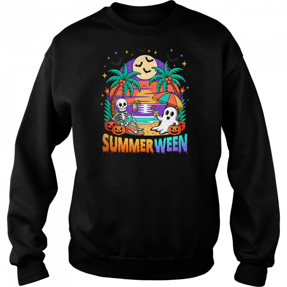Summerween Summer Skeleton Party Halloween Vibes Vacation shirt Sweatshirt