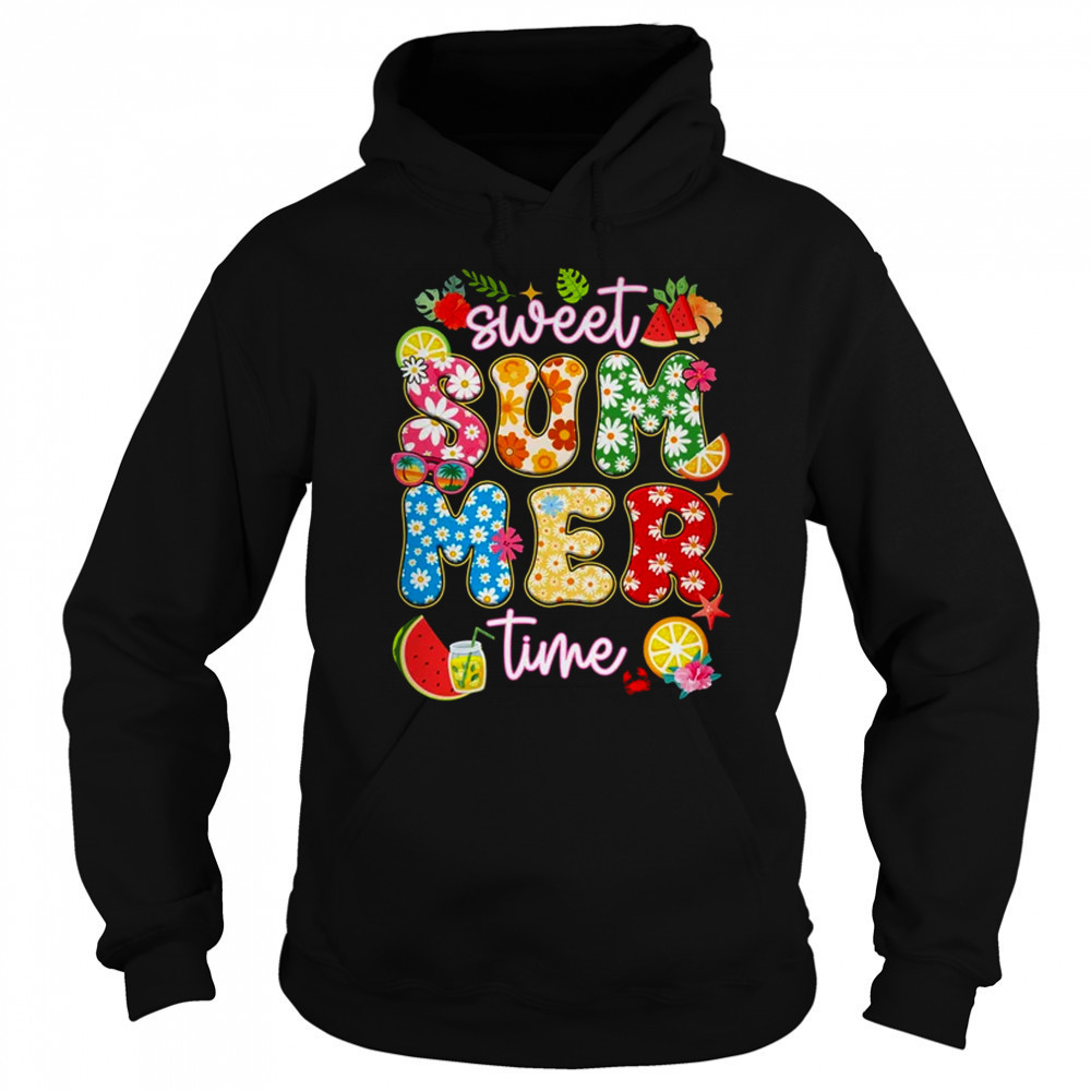 Sweet Summer Time Groovy Floral Summer Vacation Women Girls shirt Hoodie