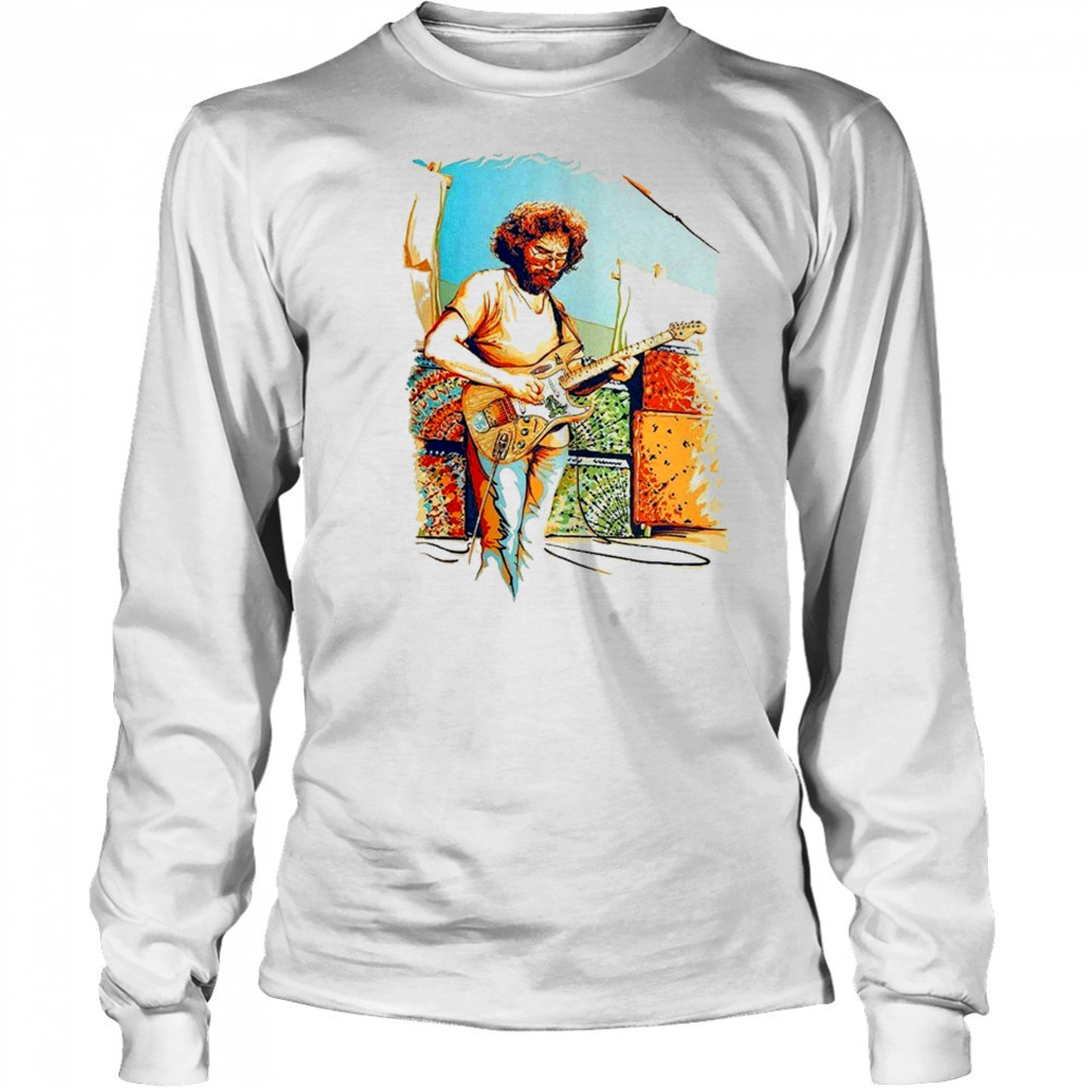 Jerry Garcia Alligator Guitar Portrait T-shirt Long Sleeved