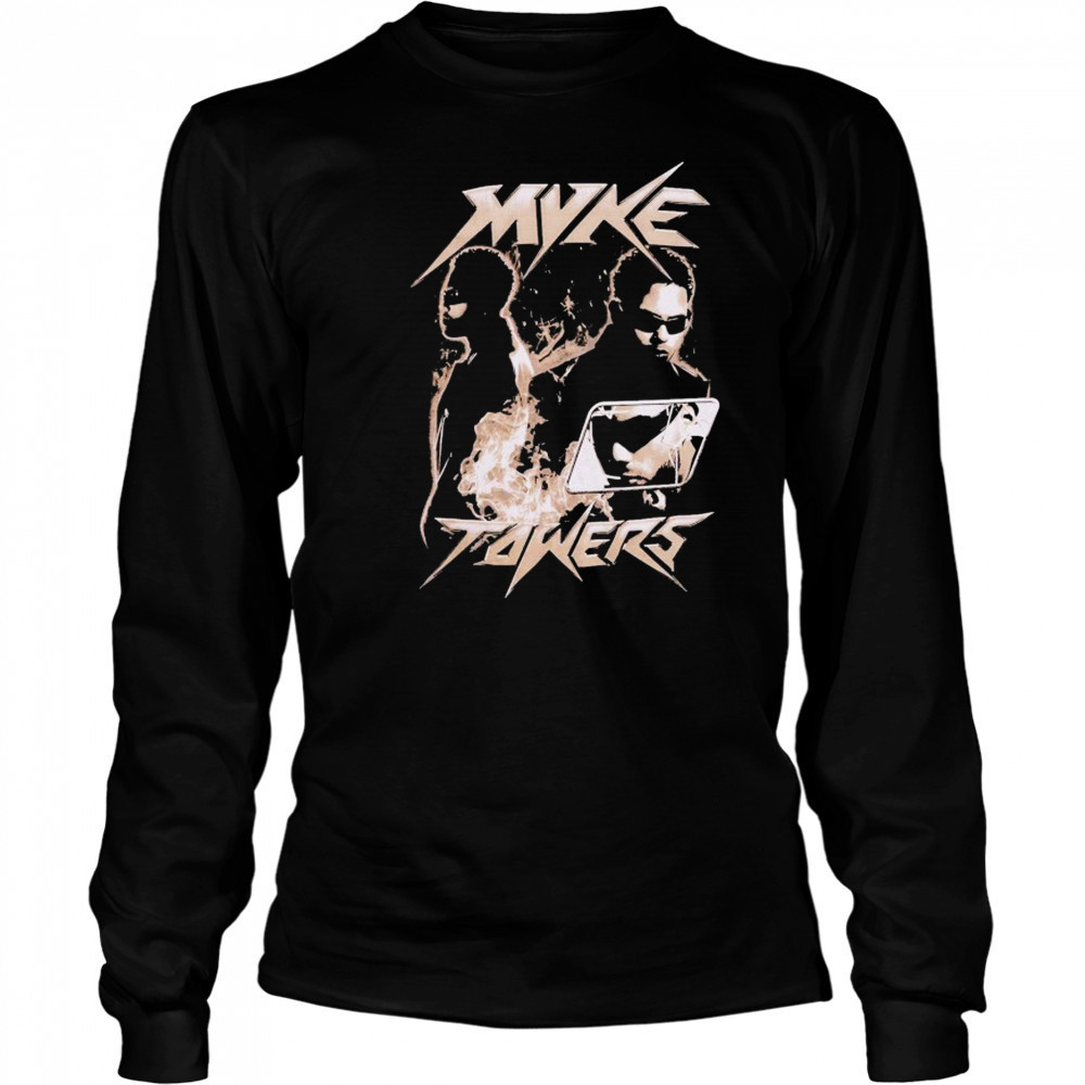 Myke Towers Fire Collage T-Shirt Long Sleeved