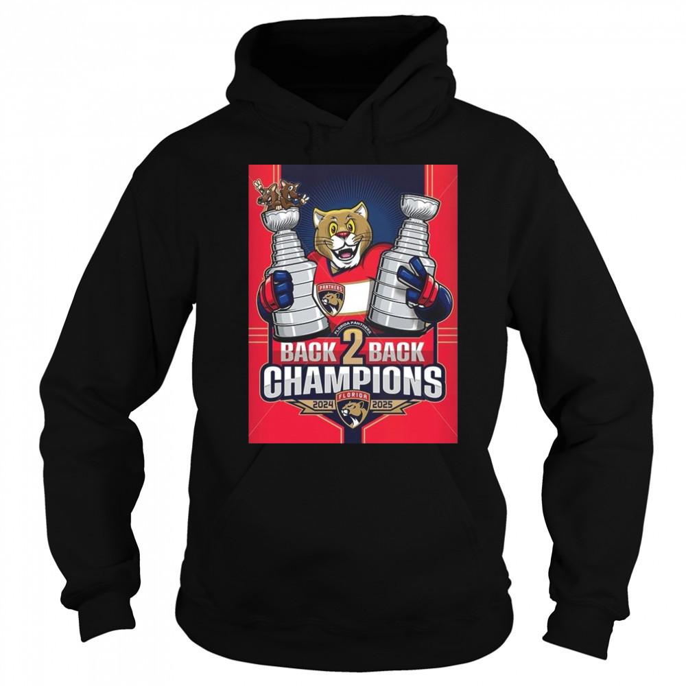 Florida Panthers Back To Back Stanley Cup 2025 Champions NHL The Cats Mascot Shirt Hoodie