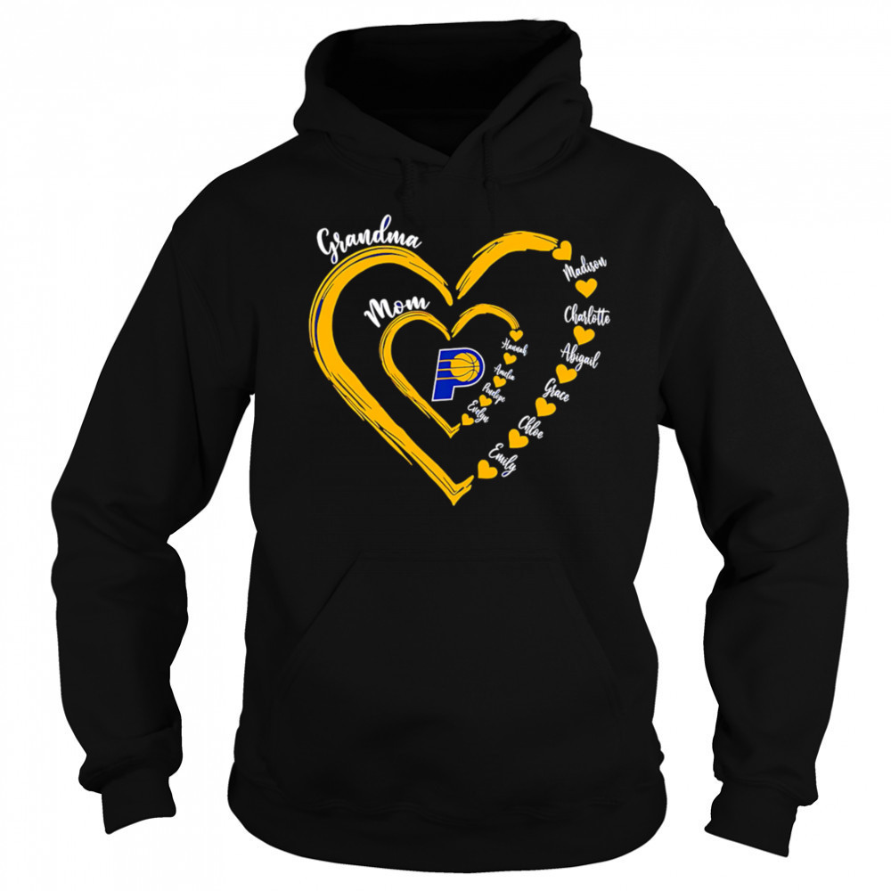 Grandma Mom Indiana Pacers heart shirt Hoodie