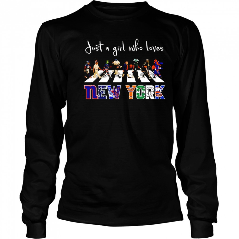 Just a girl who loves New York sports mascot shirt Long Sleeved