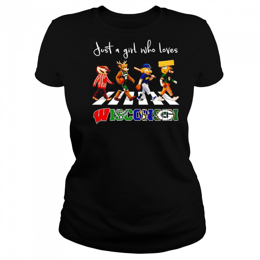 Just a girl who loves Wisconsin sports mascot shirt Women's T-shirt