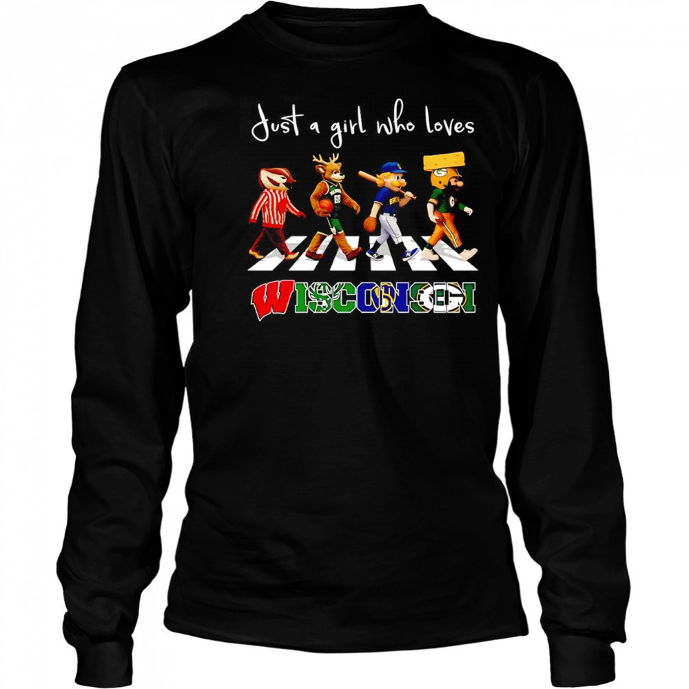 Just a girl who loves Wisconsin sports mascot shirt Long Sleeved