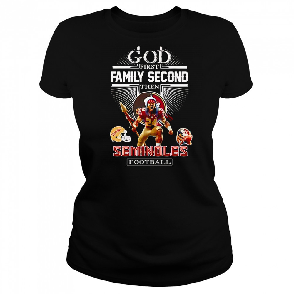 God first family second then Seminoles football mascot shirt Women's T-shirt