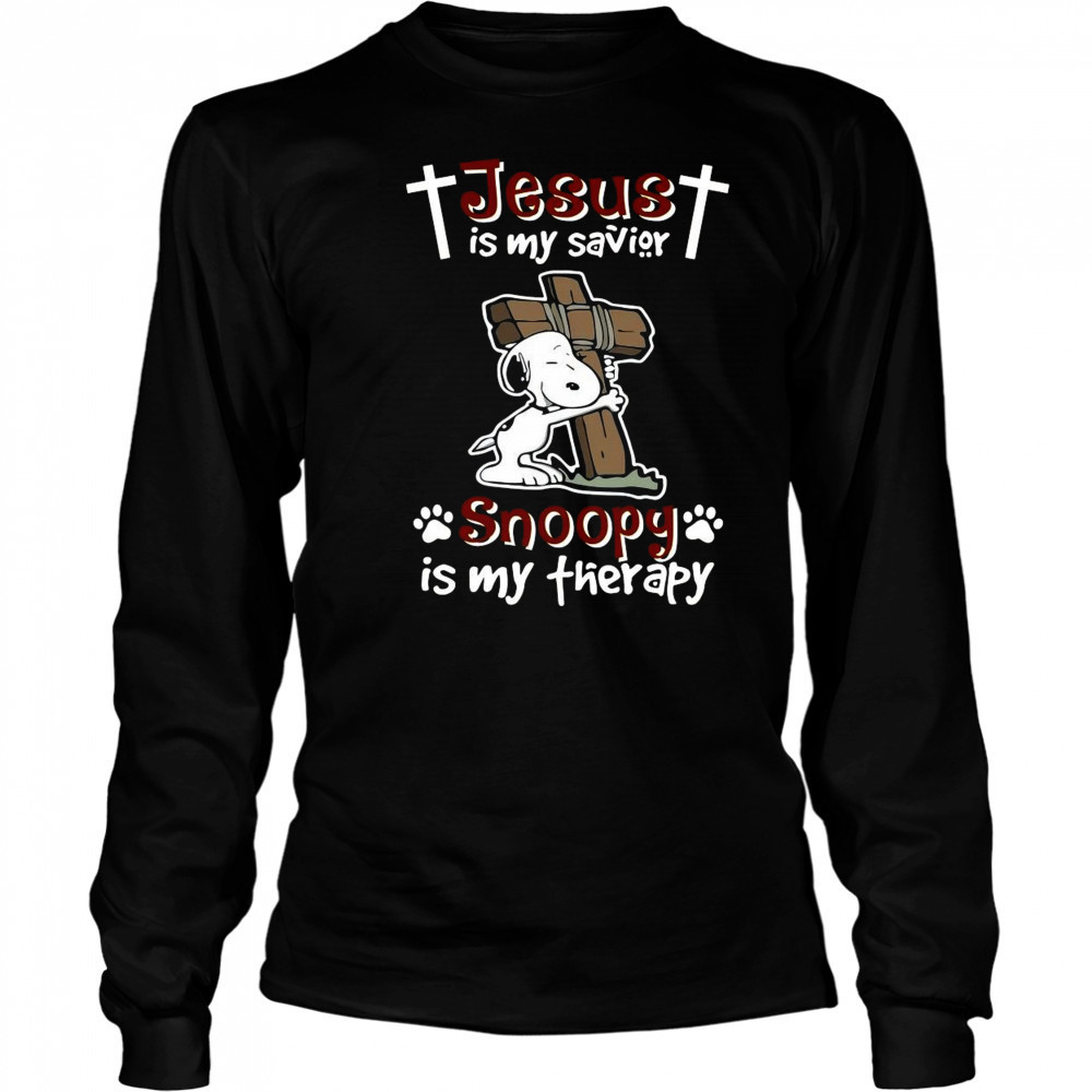 Jesus Is My Savior Snoopy Is My Therapy Peanuts T-Shirt Long Sleeved