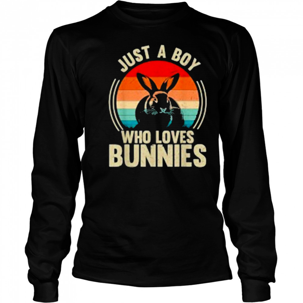 Just A Boy Who Loves Bunnies Rabbit Bunny Lover T-Shirt Long Sleeved