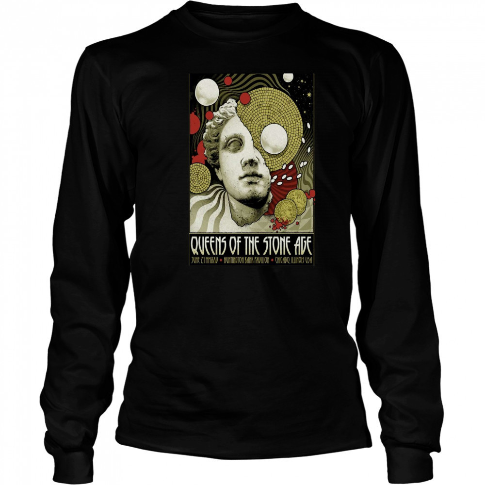 Queens of the Stone Age June 21 2025 Chicago IL Poster T-Shirt Long Sleeved