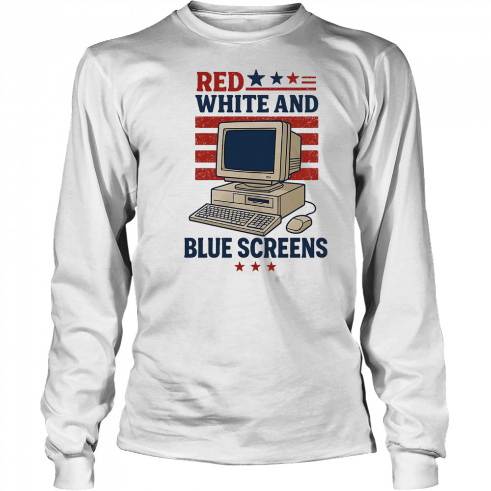 Red white and Blue Screens shirt Long Sleeved