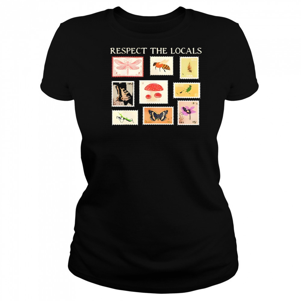 Respect The Locals Cute Nature Stamp With Butterflies T-Shirt Women's T-shirt