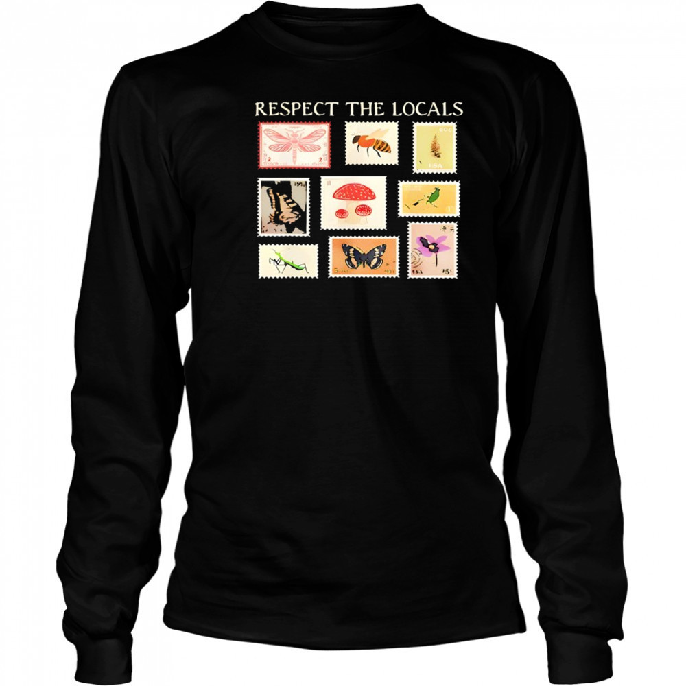 Respect The Locals Cute Nature Stamp With Butterflies T-Shirt Long Sleeved