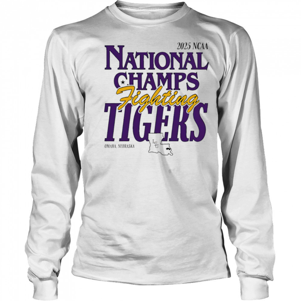 LSU Tigers 2025 NCAA Baseball Men’s College World Series Champions cream shirt Long Sleeved