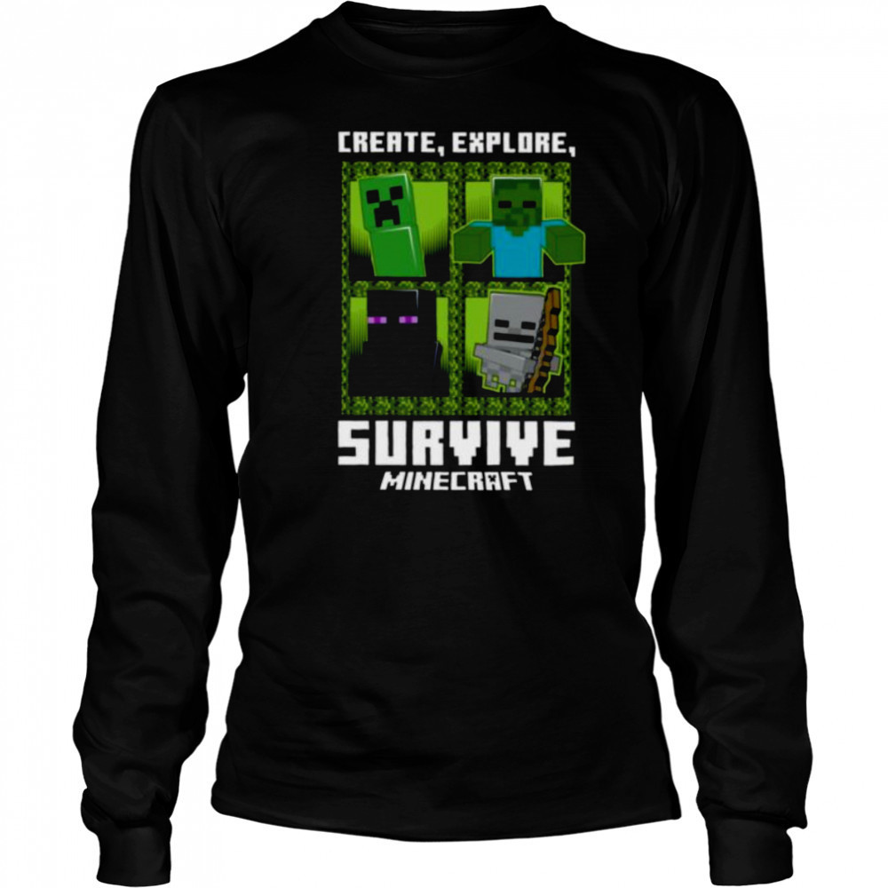 Minecraft Create Explore Survive With Mobs Shirt Long Sleeved