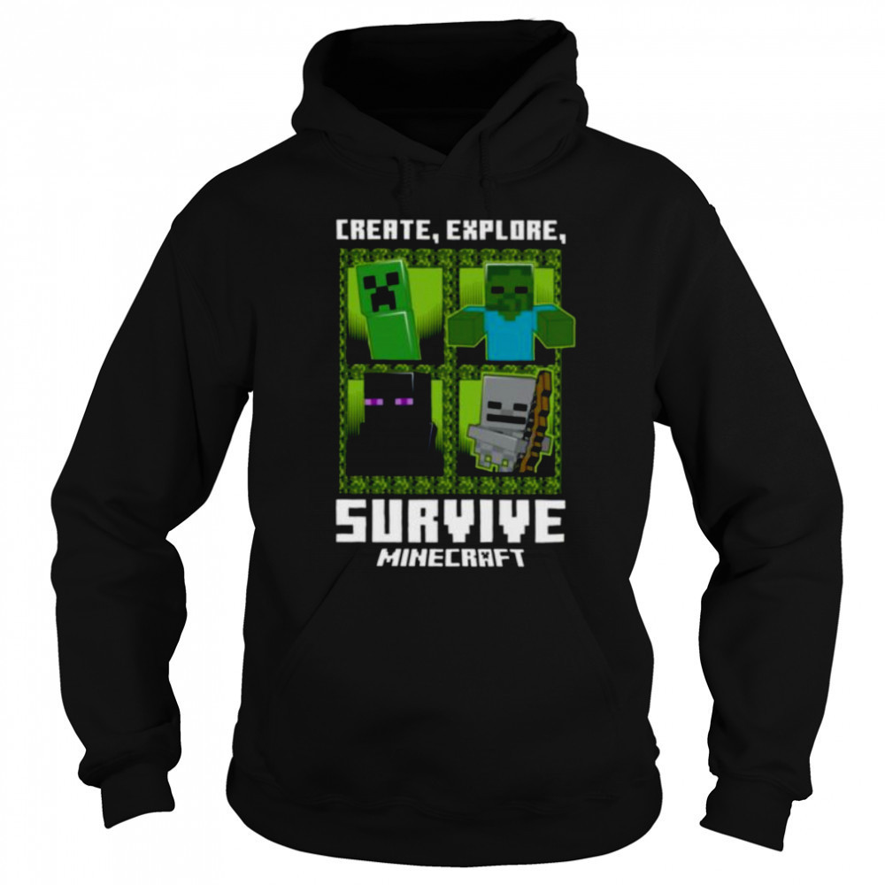 Minecraft Create Explore Survive With Mobs Shirt Hoodie