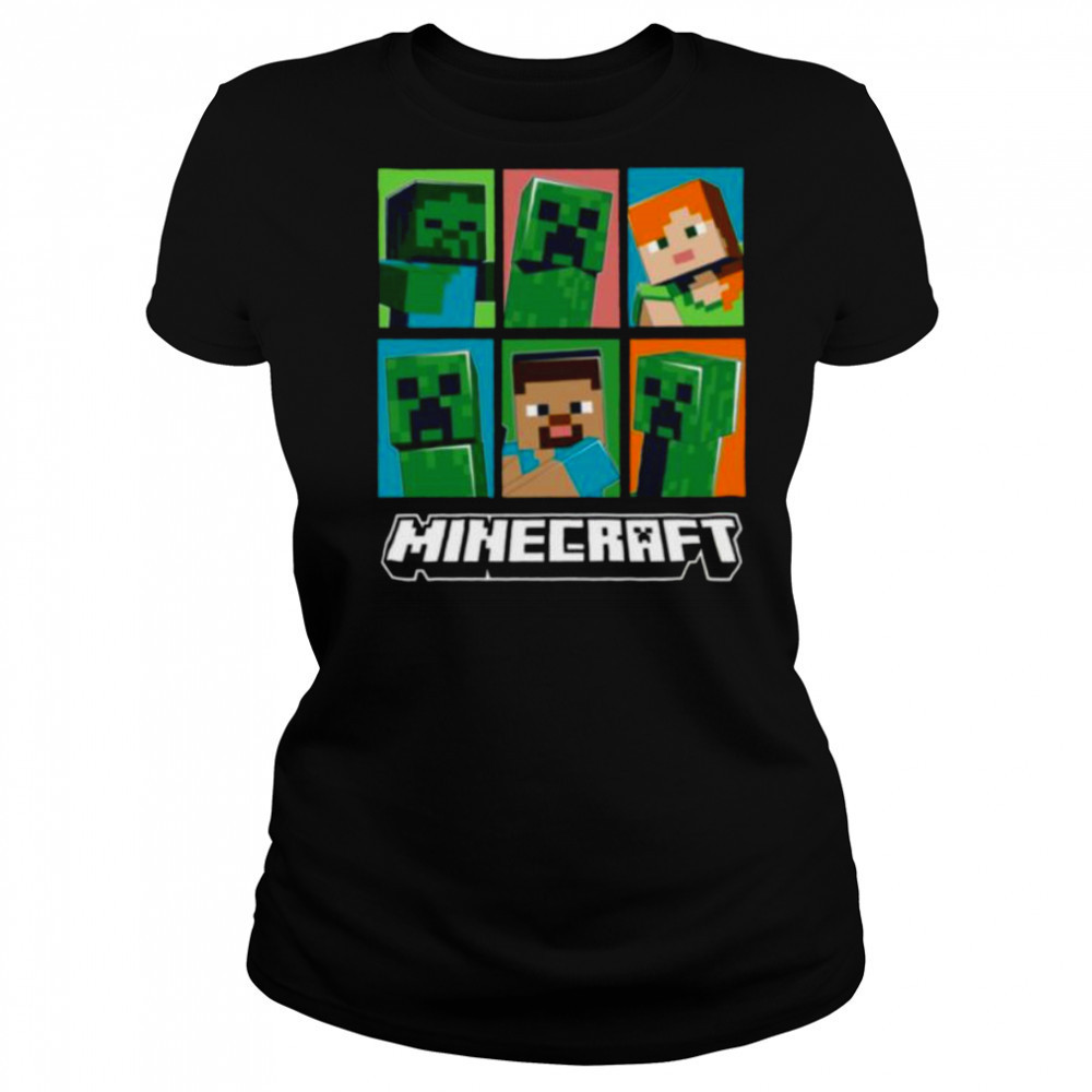 Minecraft Creeper Zombie Alex Steve Character Grid Shirt Women's T-shirt