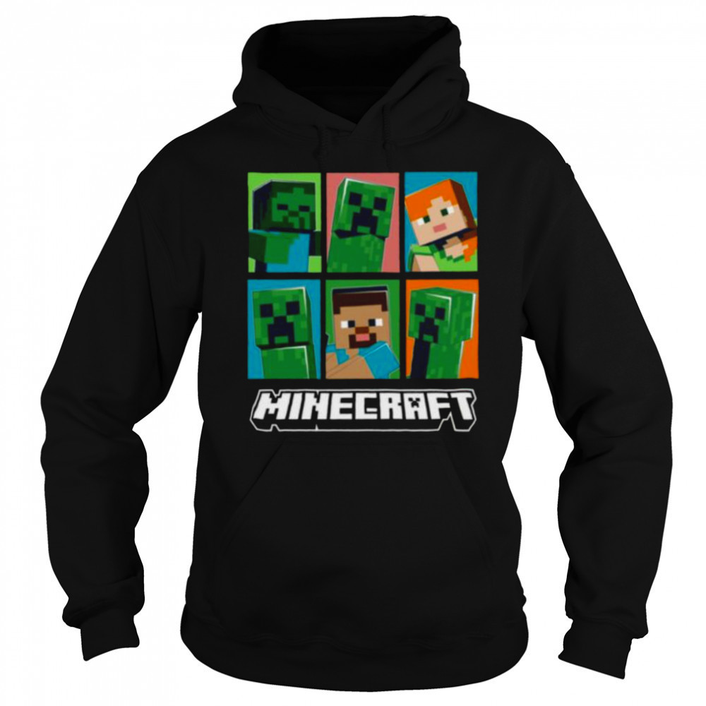 Minecraft Creeper Zombie Alex Steve Character Grid Shirt Hoodie
