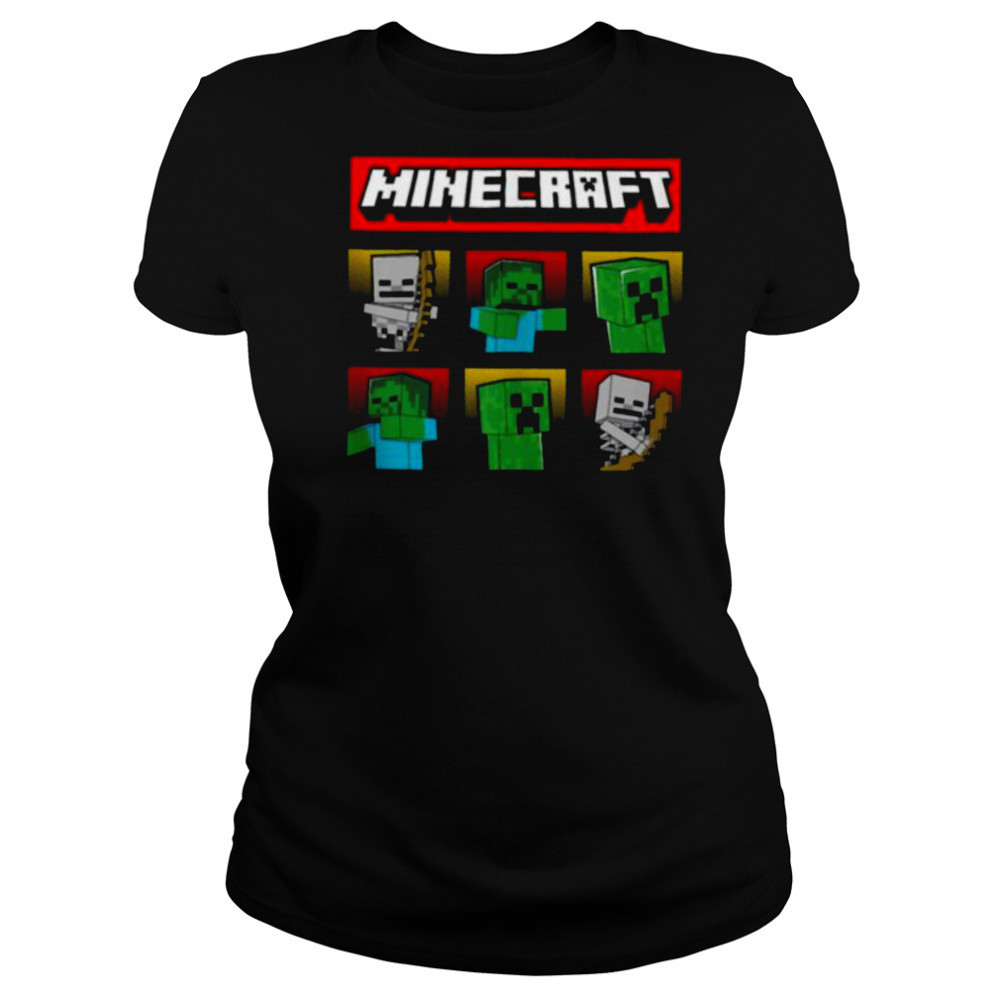 Minecraft Hostile Mobs Creeper Zombie Skeleton Grid Shirt Women's T-shirt