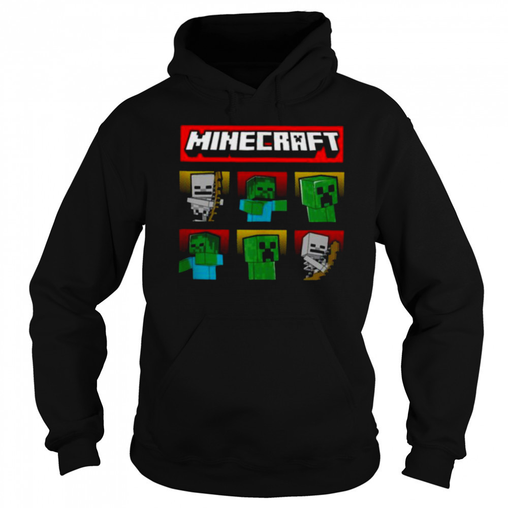 Minecraft Hostile Mobs Creeper Zombie Skeleton Grid Shirt Hoodie