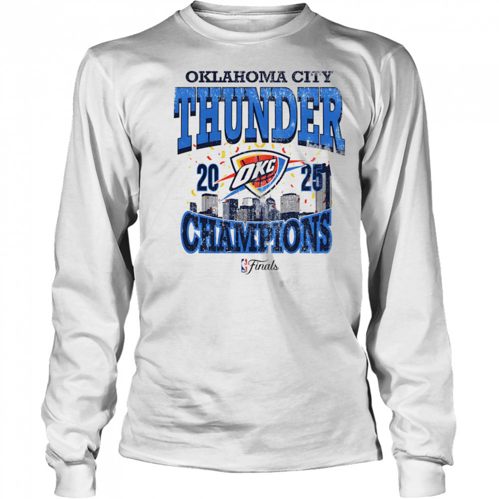 Okc Thunder 2025 NBA Champions skyline shirt Long Sleeved