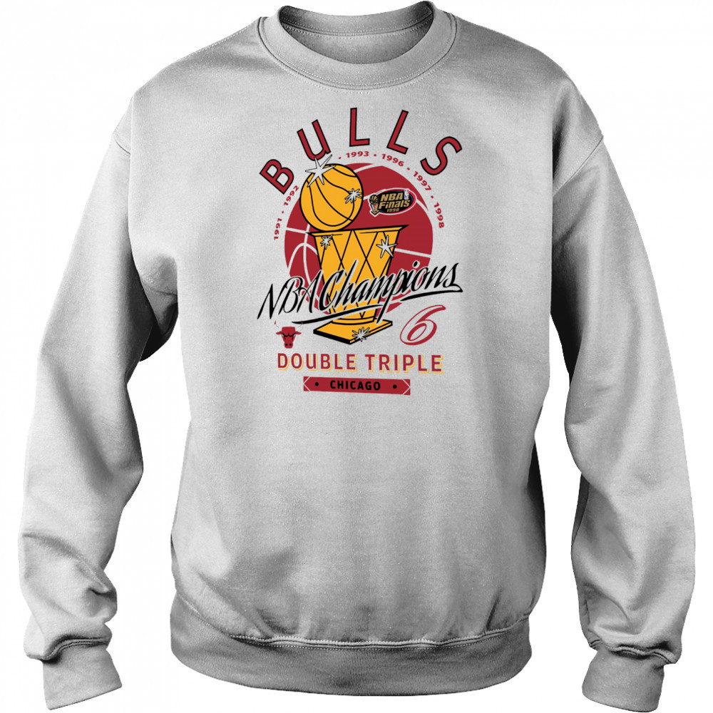 Chicago Bulls NBA Champions 6 Double Triple Chicago golden trophy shirt Sweatshirt