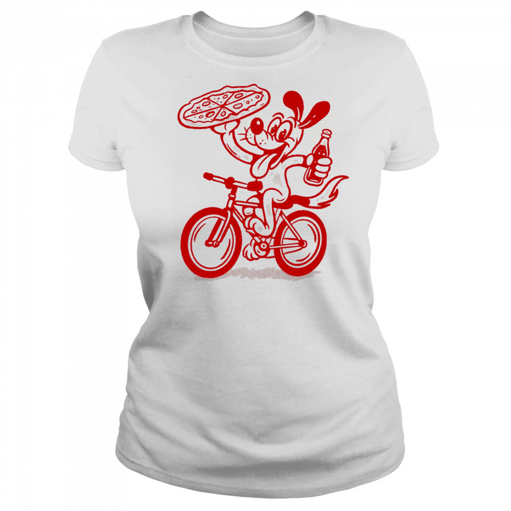 Dog riding bike with Pizza and soda shirt Women's T-shirt