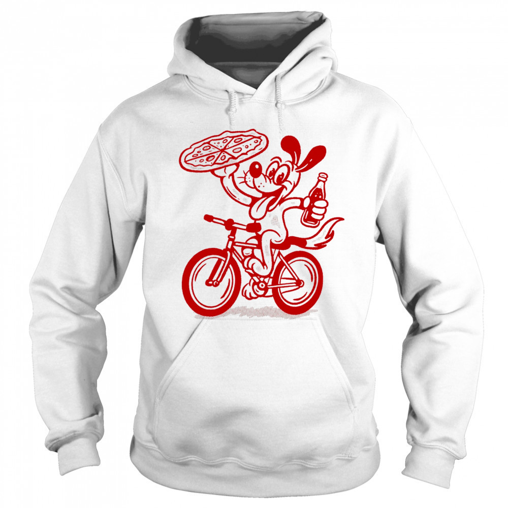 Dog riding bike with Pizza and soda shirt Hoodie