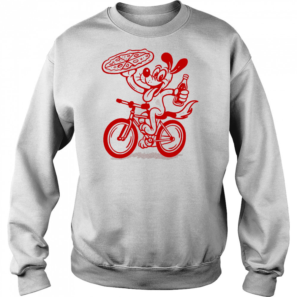 Dog riding bike with Pizza and soda shirt Sweatshirt